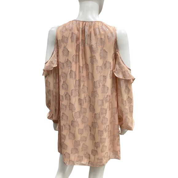Lilly Pulitzer Dress Womens SZ S Metallic Shimmer Overlay Cut Outs On Arms Peach - Picture 4 of 5